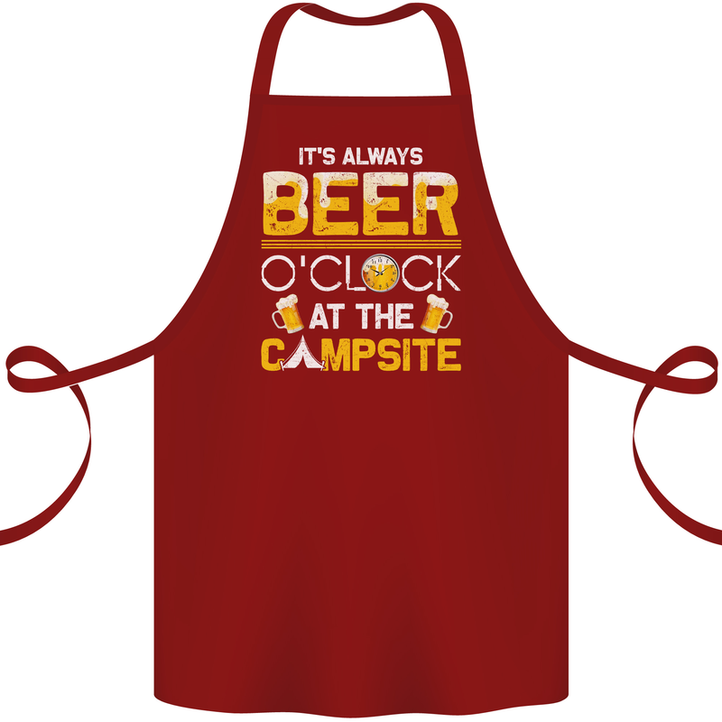 Camping Funny Alcohol Beer Campsite Cotton Apron 100% Organic Maroon