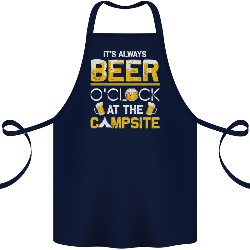 Camping Funny Alcohol Beer Campsite Cotton Apron 100% Organic Navy Blue