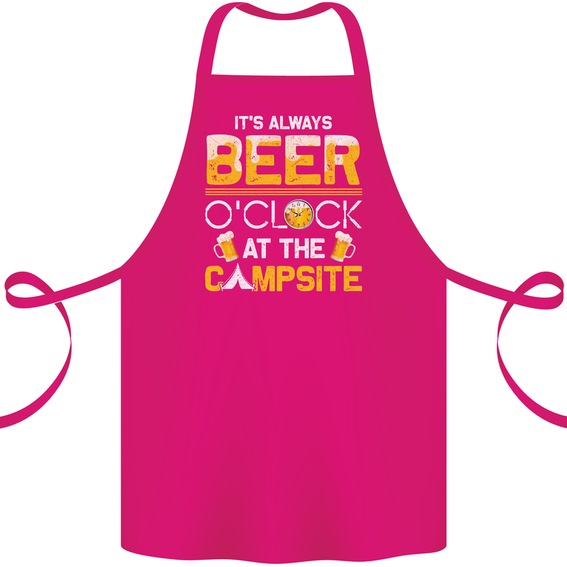 Camping Funny Alcohol Beer Campsite Cotton Apron 100% Organic Pink