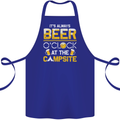 Camping Funny Alcohol Beer Campsite Cotton Apron 100% Organic Royal Blue