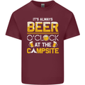 Camping Funny Alcohol Beer Campsite Mens Cotton T-Shirt Tee Top Maroon