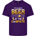 Camping Funny Alcohol Beer Campsite Mens Cotton T-Shirt Tee Top Purple