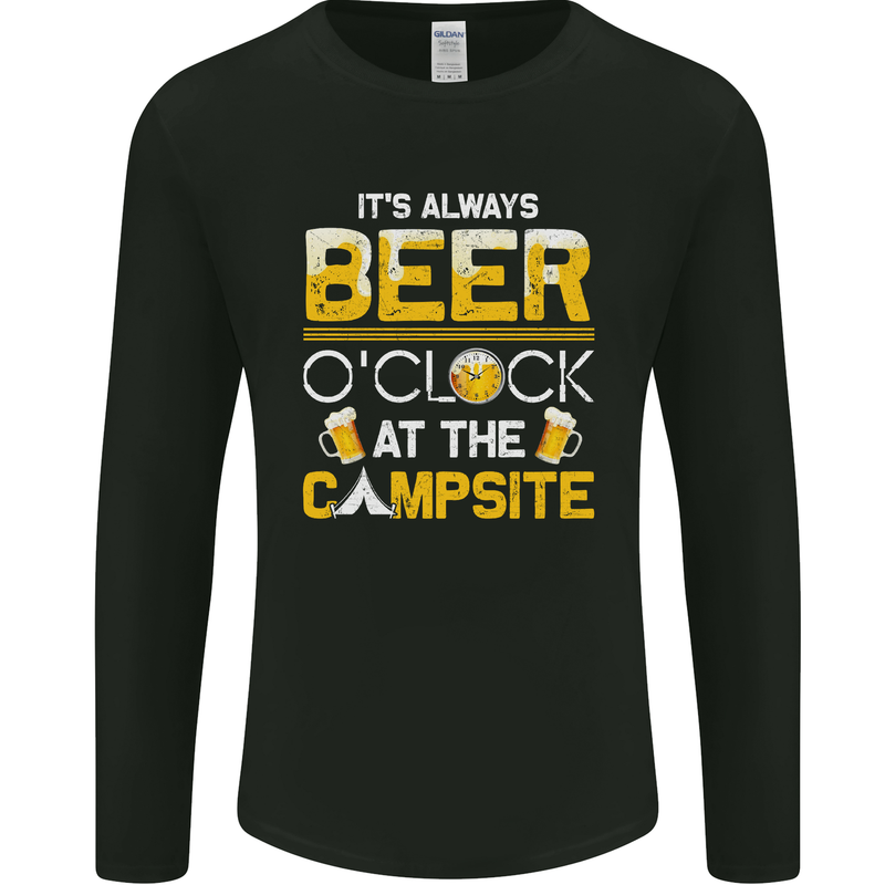 Camping Funny Alcohol Beer Campsite Mens Long Sleeve T-Shirt Black