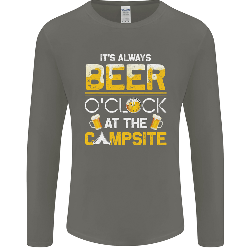 Camping Funny Alcohol Beer Campsite Mens Long Sleeve T-Shirt Charcoal