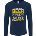 Camping Funny Alcohol Beer Campsite Mens Long Sleeve T-Shirt Navy Blue