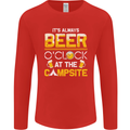 Camping Funny Alcohol Beer Campsite Mens Long Sleeve T-Shirt Red