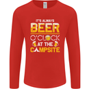 Camping Funny Alcohol Beer Campsite Mens Long Sleeve T-Shirt Red