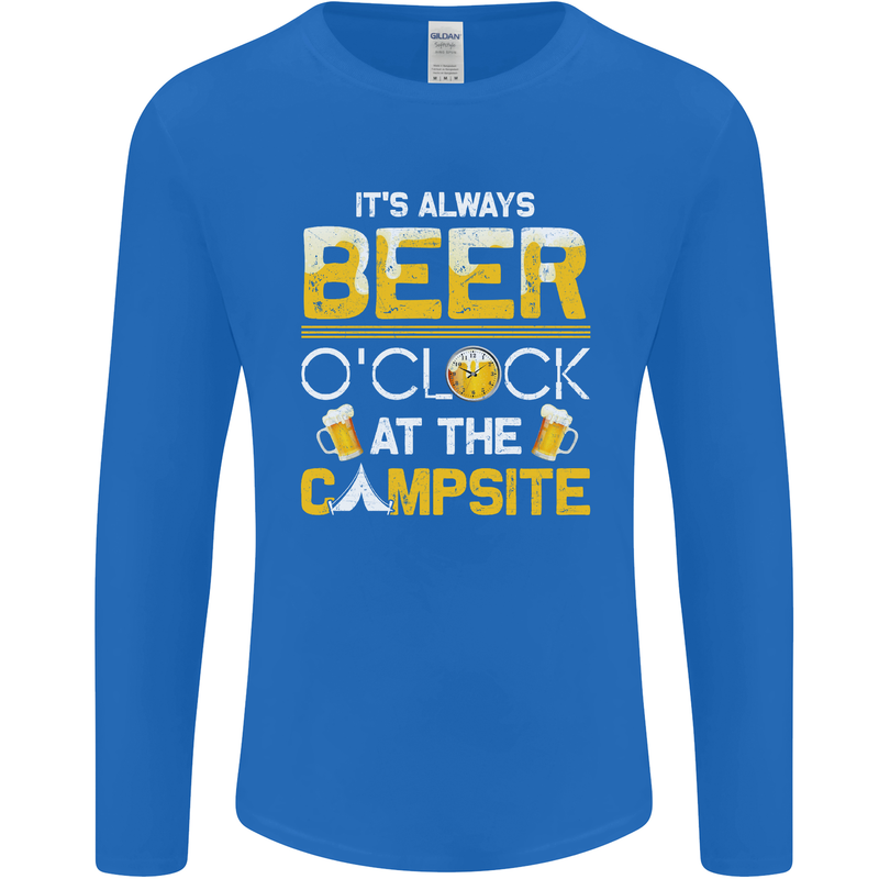 Camping Funny Alcohol Beer Campsite Mens Long Sleeve T-Shirt Royal Blue