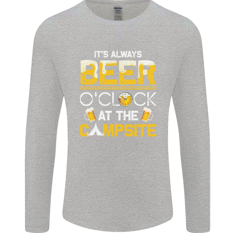 Camping Funny Alcohol Beer Campsite Mens Long Sleeve T-Shirt Sports Grey