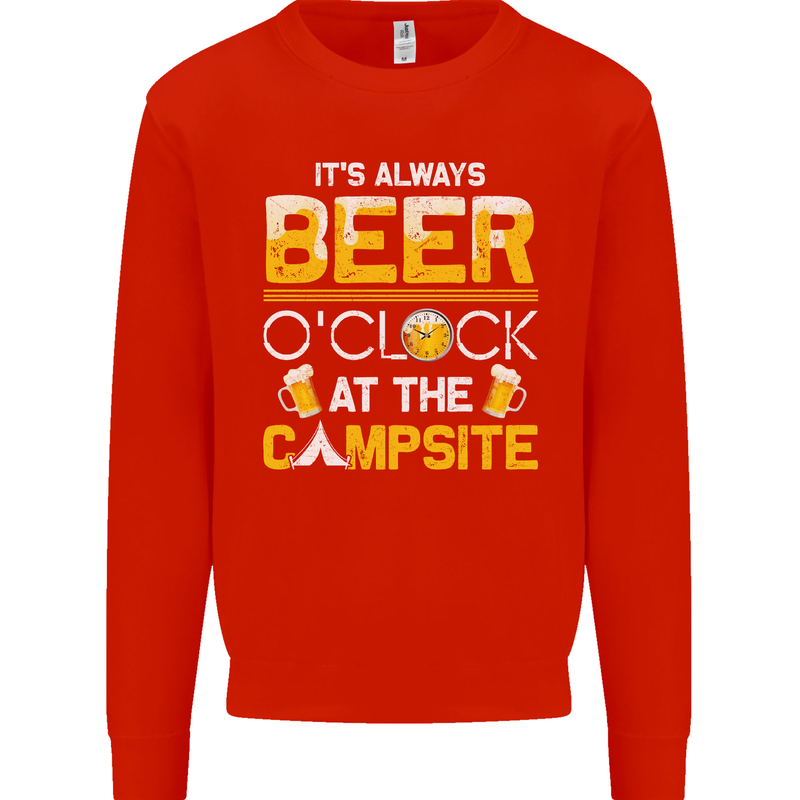 Camping Funny Alcohol Beer Campsite Mens Sweatshirt Jumper Bright Red