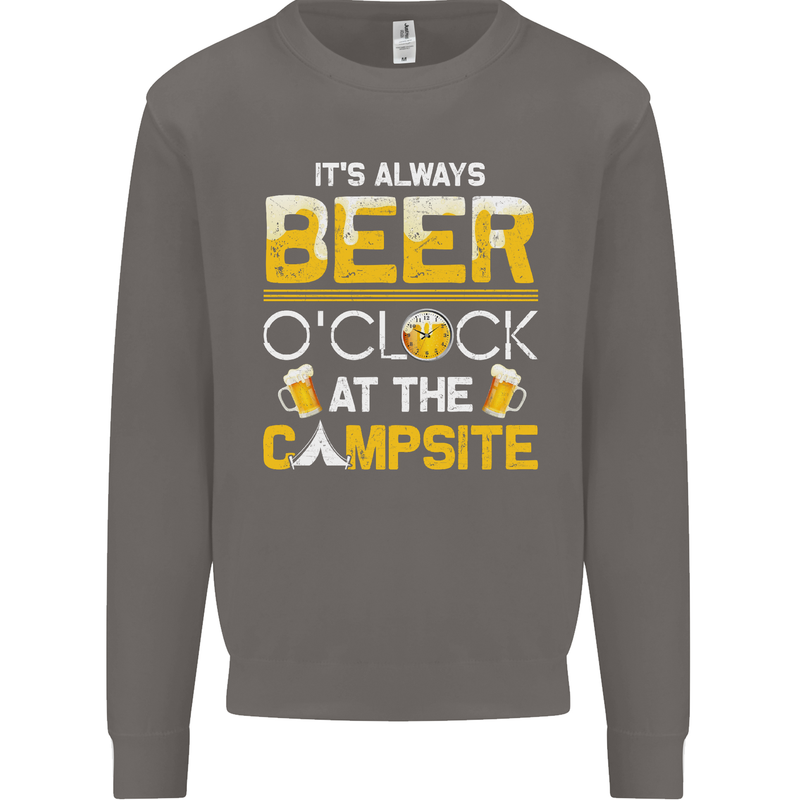 Camping Funny Alcohol Beer Campsite Mens Sweatshirt Jumper Charcoal