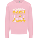 Camping Funny Alcohol Beer Campsite Mens Sweatshirt Jumper Light Pink