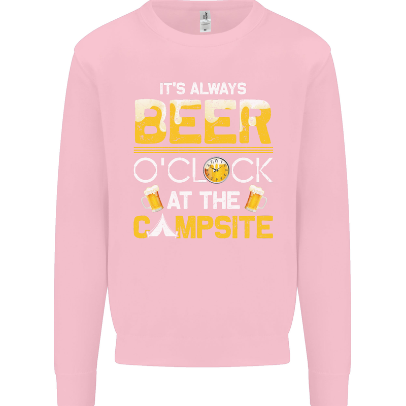 Camping Funny Alcohol Beer Campsite Mens Sweatshirt Jumper Light Pink