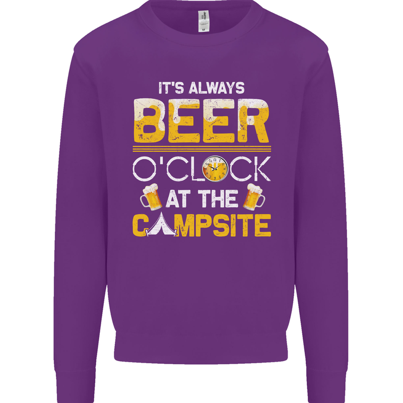 Camping Funny Alcohol Beer Campsite Mens Sweatshirt Jumper Purple