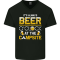 Camping Funny Alcohol Beer Campsite Mens V-Neck Cotton T-Shirt Black