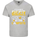 Camping Funny Alcohol Beer Campsite Mens V-Neck Cotton T-Shirt Sports Grey