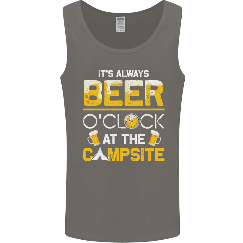 Camping Funny Alcohol Beer Campsite Mens Vest Tank Top Charcoal