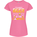 Camping Funny Alcohol Beer Campsite Womens Petite Cut T-Shirt Azalea
