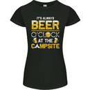 Camping Funny Alcohol Beer Campsite Womens Petite Cut T-Shirt Black