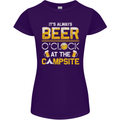 Camping Funny Alcohol Beer Campsite Womens Petite Cut T-Shirt Purple