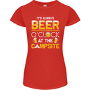 Camping Funny Alcohol Beer Campsite Womens Petite Cut T-Shirt Red
