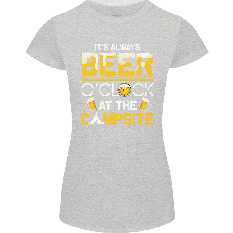 Camping Funny Alcohol Beer Campsite Womens Petite Cut T-Shirt Sports Grey