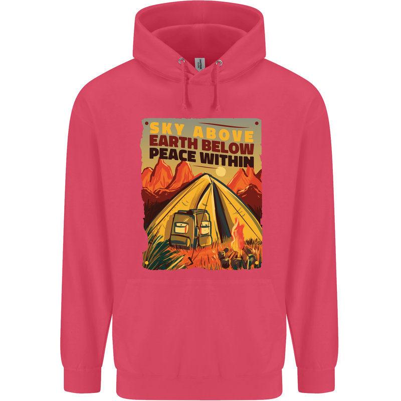 Camping Sky Above Trekking Outdoors Childrens Kids Hoodie Heliconia