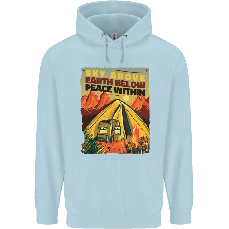 Camping Sky Above Trekking Outdoors Childrens Kids Hoodie Light Blue