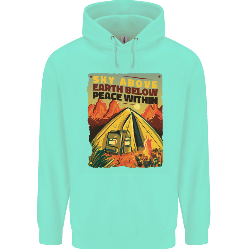 Camping Sky Above Trekking Outdoors Childrens Kids Hoodie Peppermint