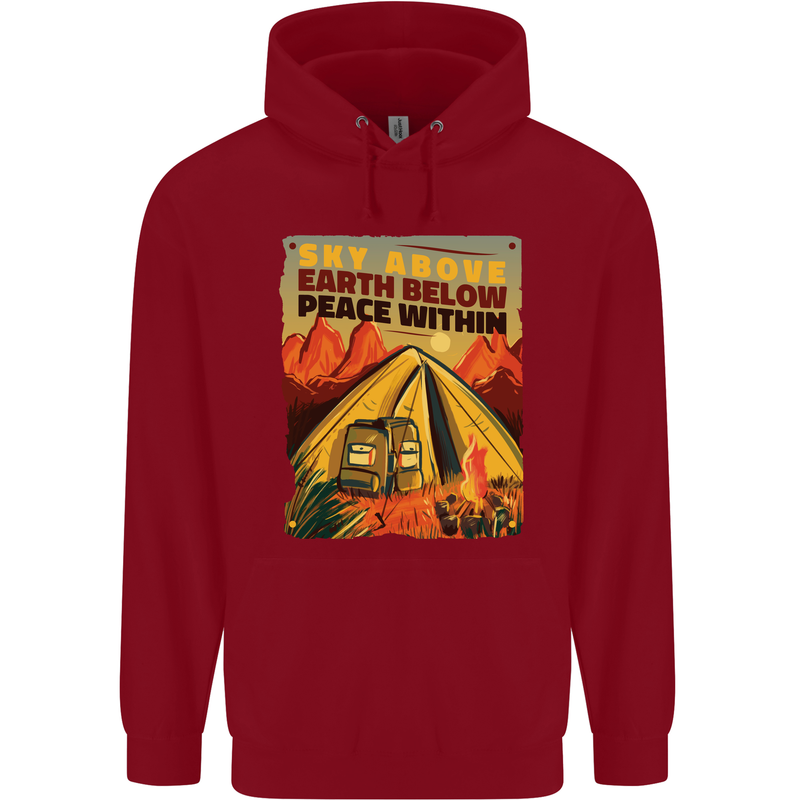 Camping Sky Above Trekking Outdoors Childrens Kids Hoodie Red