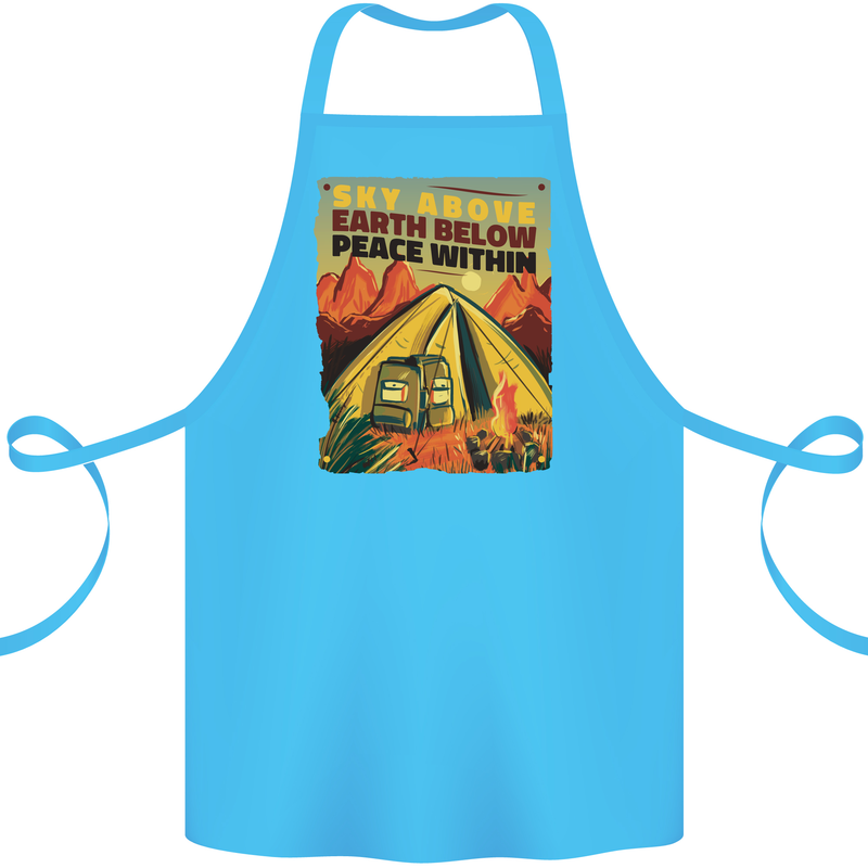 Camping Sky Above Trekking Outdoors Cotton Apron 100% Organic Turquoise