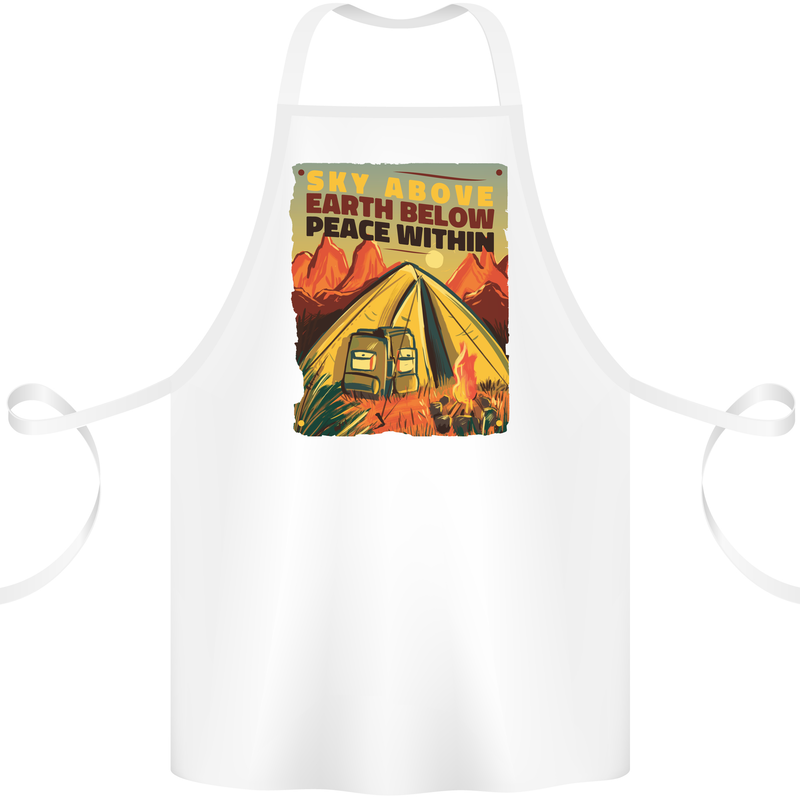 Camping Sky Above Trekking Outdoors Cotton Apron 100% Organic White