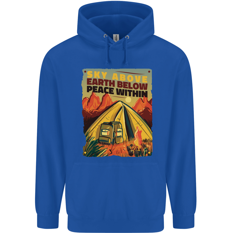 Camping Sky Above Trekking Outdoors Mens 80% Cotton Hoodie Royal Blue