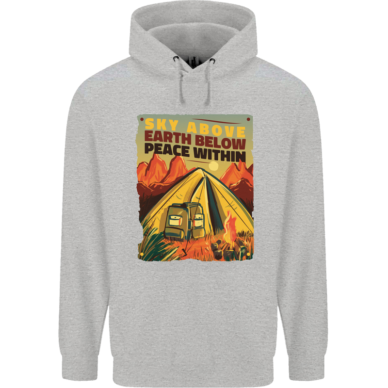 Camping Sky Above Trekking Outdoors Mens 80% Cotton Hoodie Sports Grey
