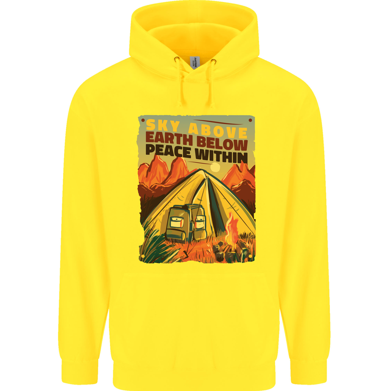 Camping Sky Above Trekking Outdoors Mens 80% Cotton Hoodie Yellow