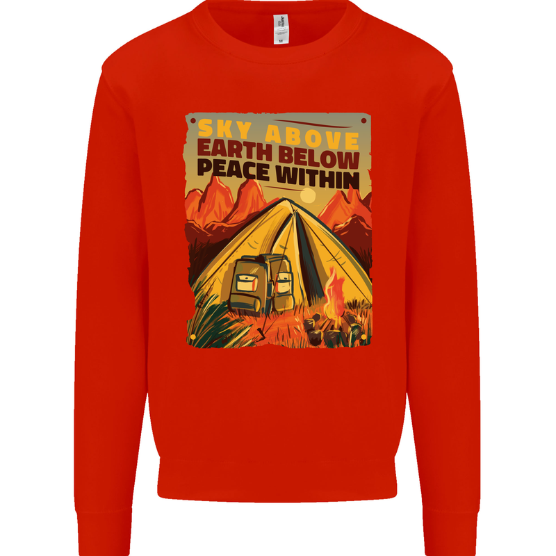 Camping Sky Above Trekking Outdoors Mens Sweatshirt Jumper Bright Red