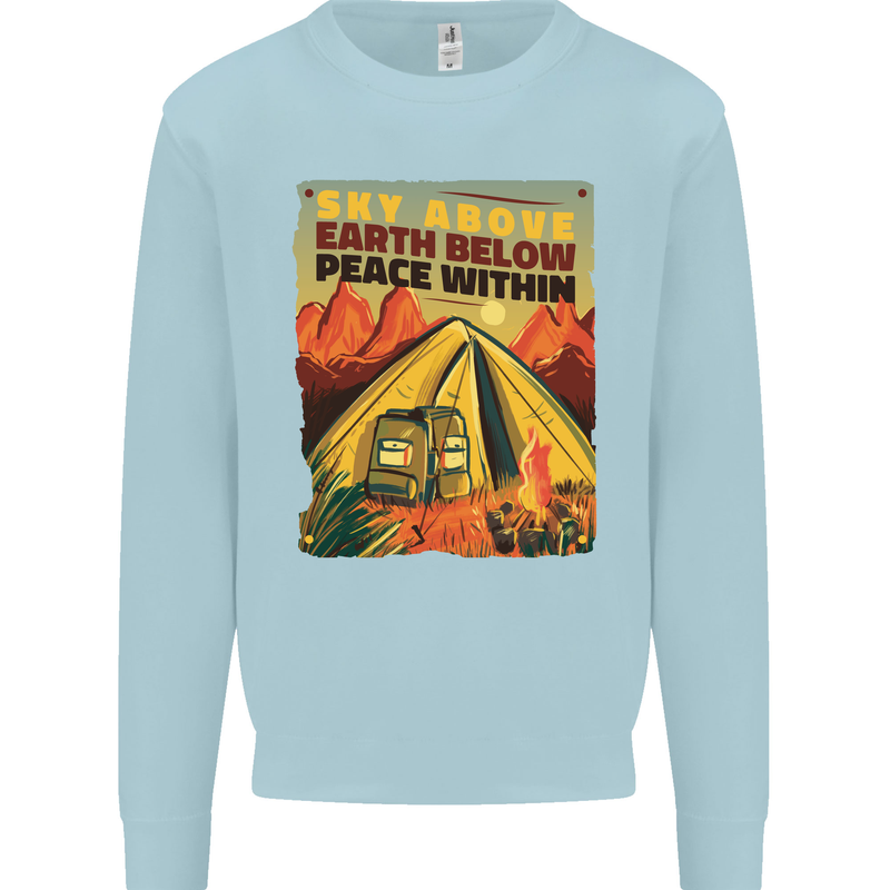 Camping Sky Above Trekking Outdoors Mens Sweatshirt Jumper Light Blue