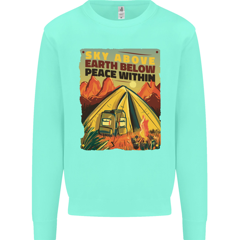 Camping Sky Above Trekking Outdoors Mens Sweatshirt Jumper Peppermint