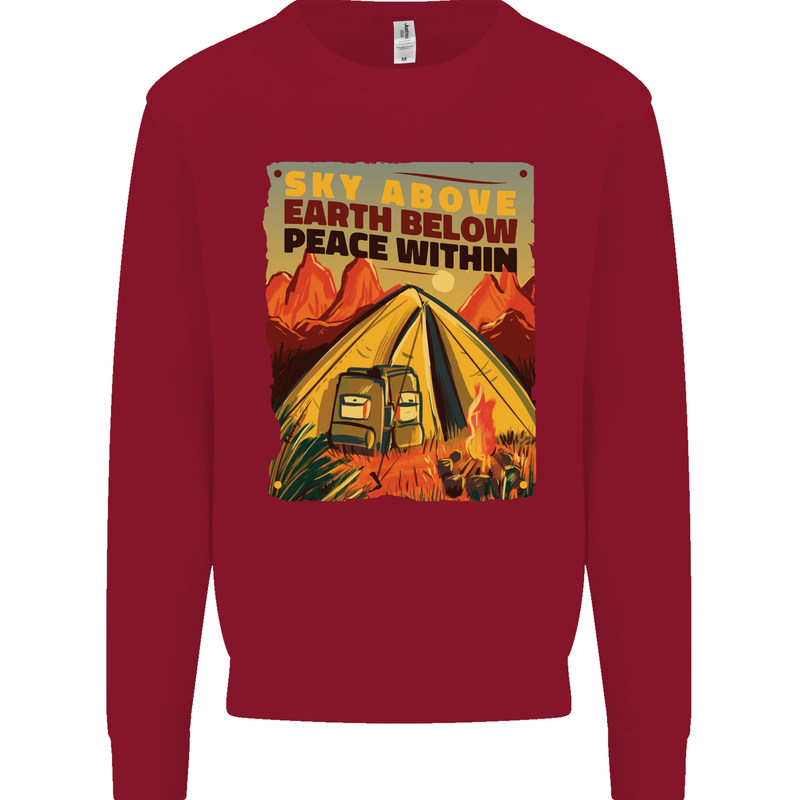Camping Sky Above Trekking Outdoors Mens Sweatshirt Jumper Red