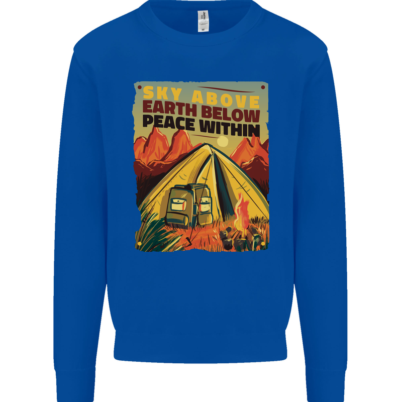 Camping Sky Above Trekking Outdoors Mens Sweatshirt Jumper Royal Blue
