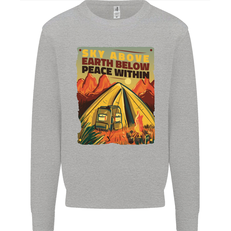 Camping Sky Above Trekking Outdoors Mens Sweatshirt Jumper Sports Grey