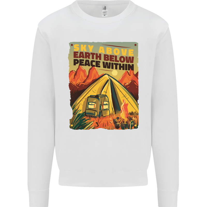 Camping Sky Above Trekking Outdoors Mens Sweatshirt Jumper White