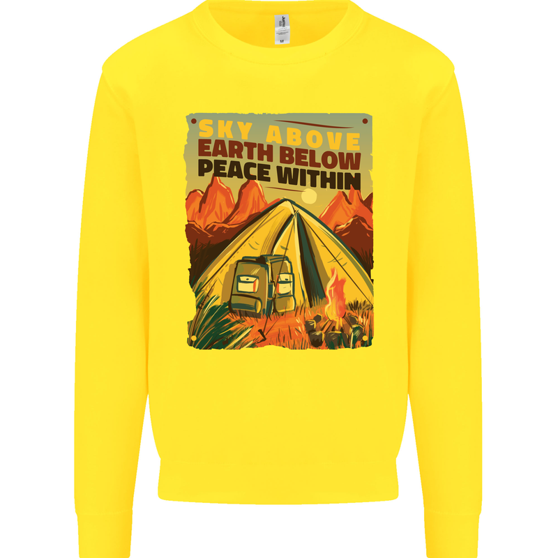 Camping Sky Above Trekking Outdoors Mens Sweatshirt Jumper Yellow