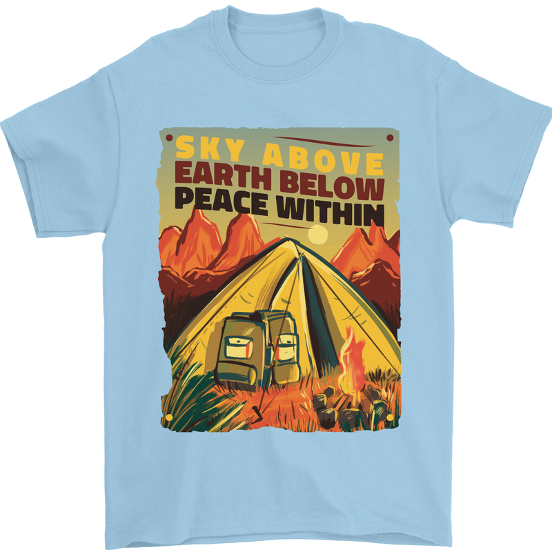 Camping Sky Above Trekking Outdoors Mens T-Shirt 100% Cotton Light Blue