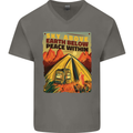 Camping Sky Above Trekking Outdoors Mens V-Neck Cotton T-Shirt Charcoal