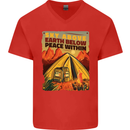 Camping Sky Above Trekking Outdoors Mens V-Neck Cotton T-Shirt Red