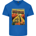 Camping Sky Above Trekking Outdoors Mens V-Neck Cotton T-Shirt Royal Blue