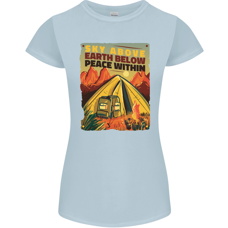 Camping Sky Above Trekking Outdoors Womens Petite Cut T-Shirt Light Blue