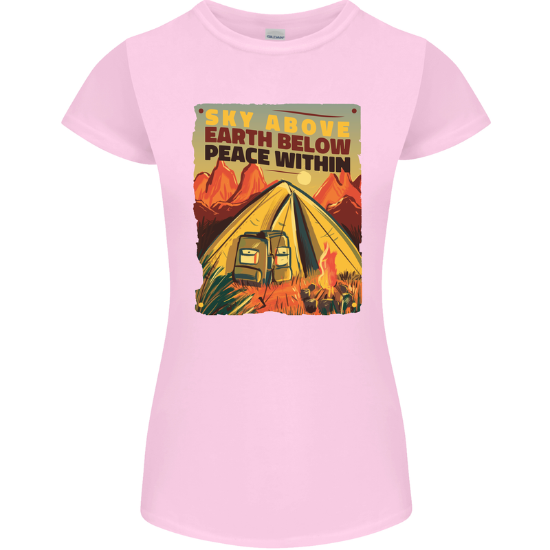 Camping Sky Above Trekking Outdoors Womens Petite Cut T-Shirt Light Pink