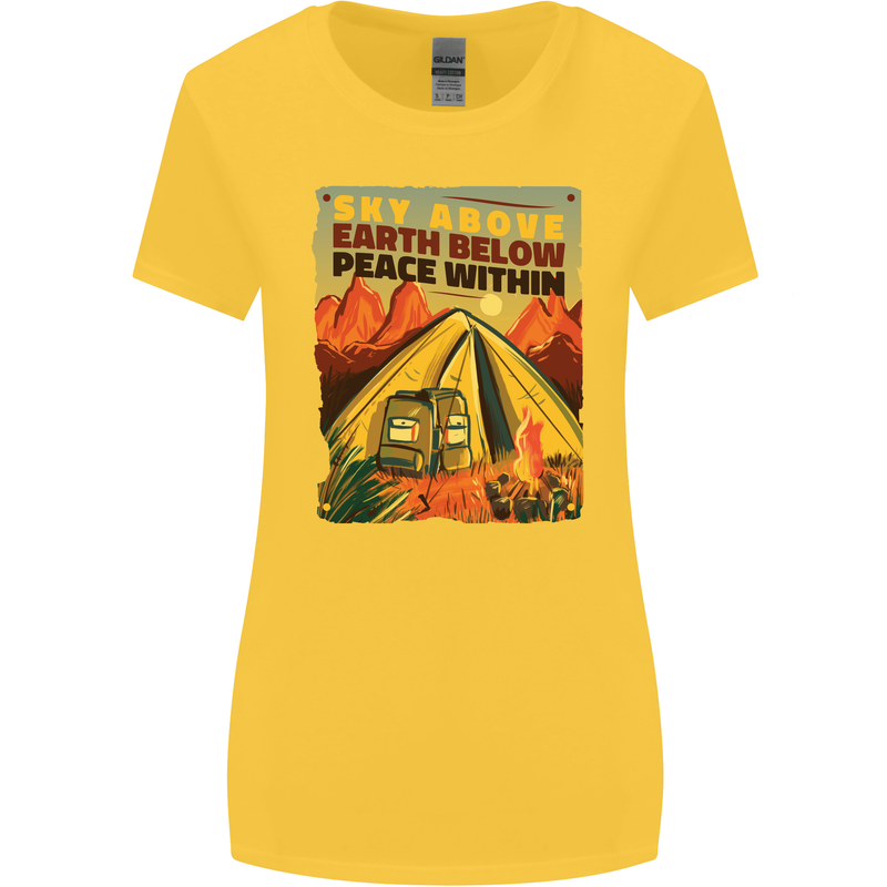Camping Sky Above Trekking Outdoors Womens Wider Cut T-Shirt Yellow
